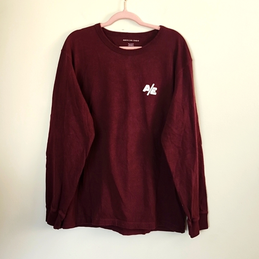 American Eagle long sleeve red branded shirt, big logo, mens XXL, crewneck